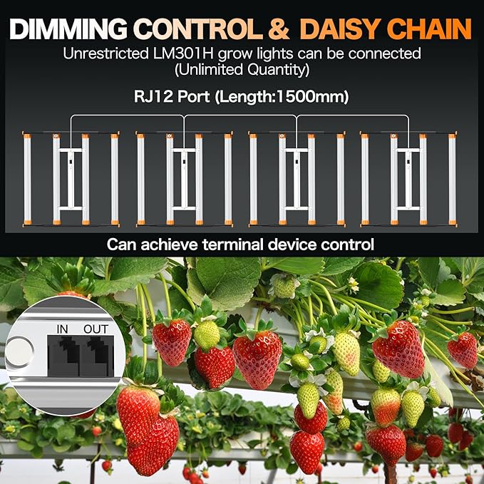 320W LED Grow Light 3x3ft Coverage Full Spectrum Daisy Chain Growing Light Dimmable &amp Retractable Bar Style Grow Lamp for Indoor Plants Greenhouse Vegetable Flower