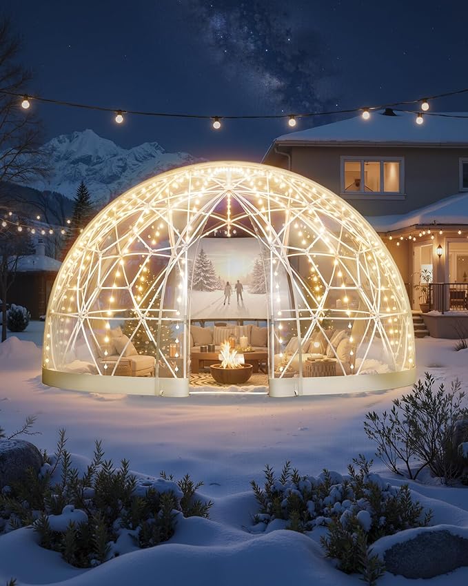 VEVOR Garden Dome Tent 9.5 x 5.7 ft Outdoor Clear Bubble Tent for 2-4 Person Weatherproof Geodesic Dome Greenhouse with Window PVC Transparent Tents for Backyard Patios Camping Party Wedding