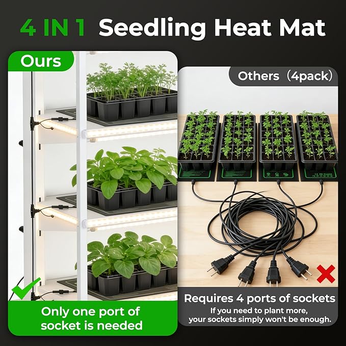 Seedling Heat Mat - KOKOPRO Durable Waterproof Heat mat for Plants Warm Hydroponic Heating Pad for Indoor Home Gardening Seed Starter 10 x 20.75（4 in1）