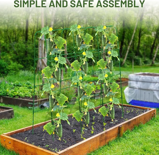 Compact U-Shaped Plant Trellis for Peas Beans &amp Light Climbing Plants - Rust-Resistant Foldable Design Lightweight Steel Ideal for Raised Beds &amp Patio Gardens(31 W x 47 H)