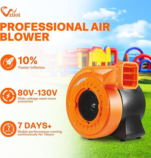 1.5HP Inflatable Air Blower for Big Inflatables 1100W Powerful Bounce House Blower Portable Commercial Fan Pump for Large Inflatable Bouncy Castle Water Slide Jumper