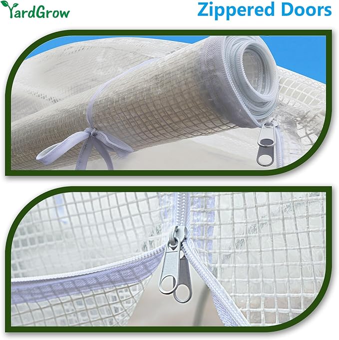 YardGrow 2-Doors Replacement Greenhouse Cover for Larger Walk in Outdoor Yard Plant Gardening Hot House Cover ONLY (10'x7'x6' White)