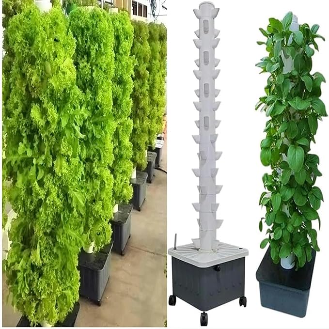 Hydroponic Tower aquaponic Growing System Vertical hydroponics 45-Hole Plant Machine Suitable for Home Kitchen Gardening Fruits and Vegetables