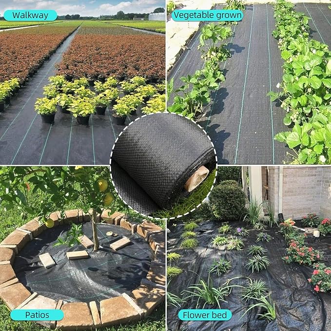 Heavy Duty 3.2oz Weed Barrier Fabric 6.5ft x 330ft Landscape Ground Cover for Superior Weed Control – Gardening Mat Silt Fence &amp Erosion Control Black