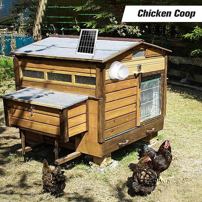 Solar Powered Exhaust Fan 15W Solar Panel + 6 Ventilation Vent Fan for Outside Greenhouse Chicken Coop Shed Pet House