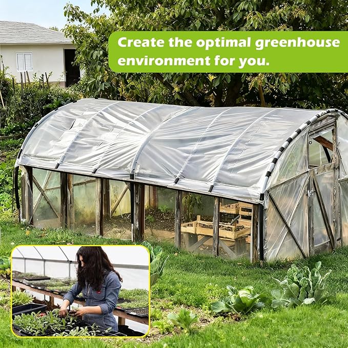 10 x 35FT Clear Greenhouse Plastic Sheeting 6 Mil UV Resistant Polyethylene Film for Plant Greenhouse Cover Heavy Duty Transparent Poly Tarp for Garden Farm (10 x 35FT)