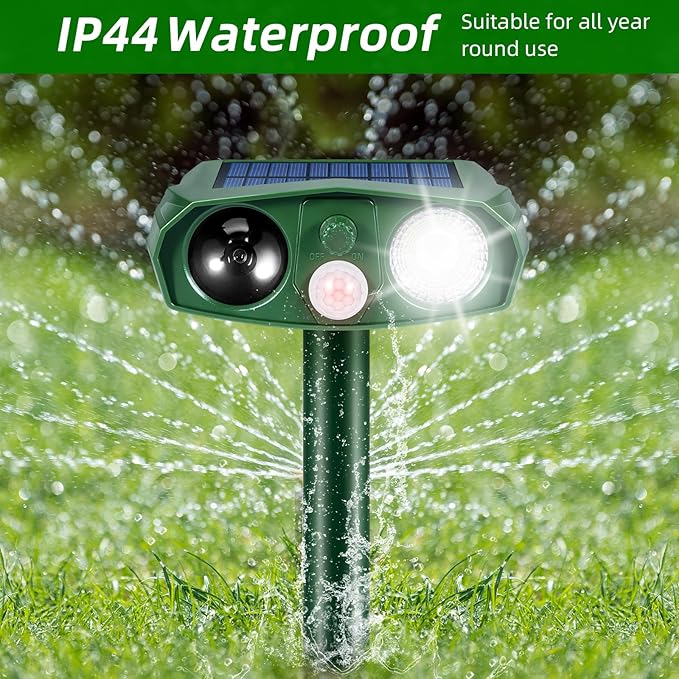 4Pack Solar Ultrasonic Cat Repellent Outdoor Animal Repellent with Flash Light&ampUSB Charge Waterproof Animal Deterrent Devices Deer Repellent Devices for Rabbit Squirrel Skunk Repellent for Yard