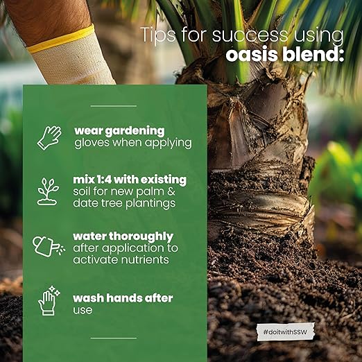 Soil Seed &amp Water Oasis Blend Organic Fertilizer for Palm &amp Date Trees – Soil Amendment for Tropical Landscapes - OMRI Listed Organic Fertilizer