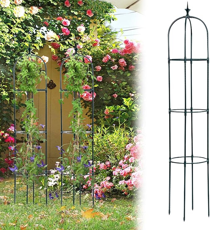 Obelisk Trellis - Garden Obelisk Trellis for Climbing Plants | Metal Plant Obelisk | Heavy Duty Gardening Support Frames | Flower Climbing Frame | Potted Flower Support | Rose Stand for Indoor Outdoor
