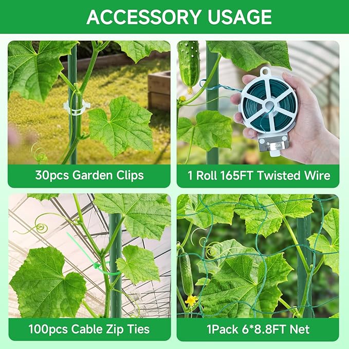 Cucumber Trellis for Raised Bed 48x65 Inch U-Shape Garden Trellis for Outdoor Climbing Plants Rust-Resistant Arch Plant Support Vegetable Trellis for Cucumber Tomato Pea Zucchini Squash