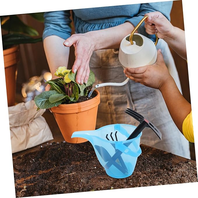 Happyyami Heavy Duty Gardening Shovel Set with Bucket and Soil Fork Portable Tools for Beach Garden and Farm Use Compact Outdoor Transplanting and Digging Kit