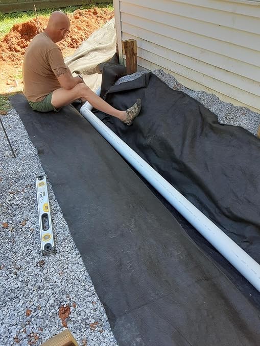 7oz Non-Woven Geotextile Fabric for French Drain-Durable PP Landscape Weed Barrier3ft/6.5ft Wide(2mx60m/6.5ftx197ft WxL)