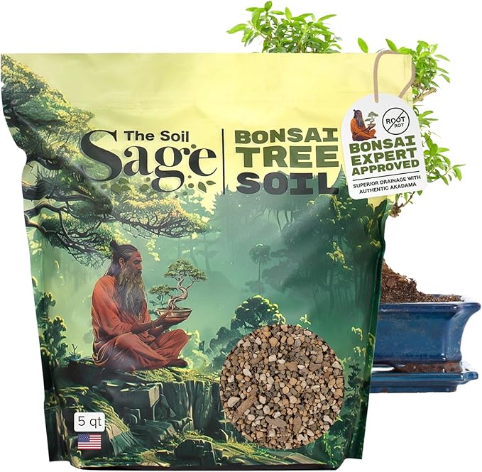 5qts/5l Premium Bonsai Mix - U.S.A. Made Ready to Use - Akadama Pumice Lava Rock Fine Pine Bark - Large Bag for All Bonsai Tree - High Drainage Potting Repotting (Bonsai Soil / 5 QT)