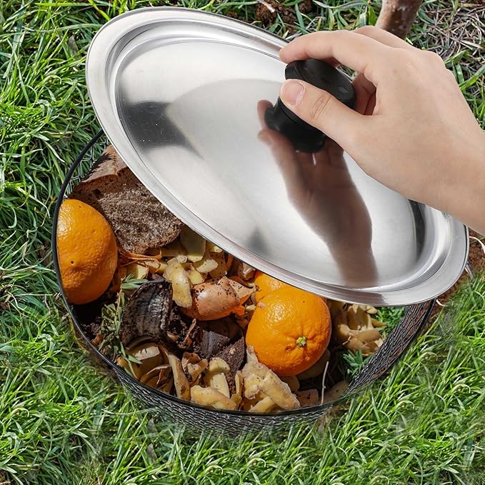 4 Pcs Inground Worm Composter with Lids 9.1 x 9.1 x 5.9 Inch Farm Worm Compost Bin Outdoor for Recycling Kitchen Food Waste to Raised Garden Beds