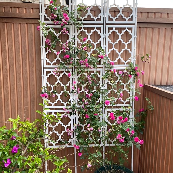 150cm 190cm 220cm 280cm Garden Trellis PE-Coated Metal Trellis Frame for Indoor Outdoor Support Netting for Climbing Plants Fencing Decorative Easy to Install(White85 * 150cm)