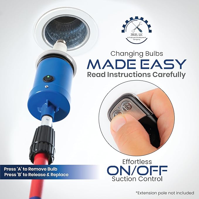 Light Bulb Changer for High Ceilings - Vacuum Operated High Ceiling Light Bulb Changer Tool Remote-Controlled Bulb Changing Kit (Pole not Included)