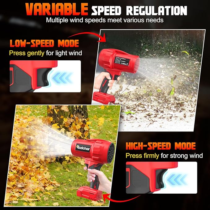 Rozlchar Cordless Leaf Blower Compatible for Milwaukee 18V Batteries(No Battery) Variable Speed Handheld Turbo Blower with Brushless Motor Portable Dust/Snow Cleaner for Lawn Patio
