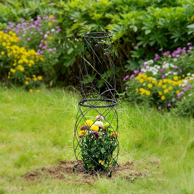 35-Inch Metal Garden Obelisk Trellis for Indoor &amp Outdoor Plants – Durable Weather-Resistant Support for Climbing Vines Roses and Flowering Bushes – Decorative Potted Plant Structure