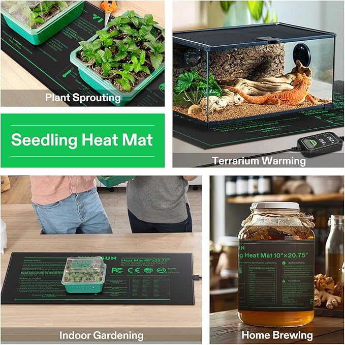 VIVOSUN 48x20.75 Seedling Heat Mat with Built-in Temperature Controller UL &amp MET-Certified Waterproof Plant Heating Pad for Germination Hydroponics Brewing Breeding and Greenhouses