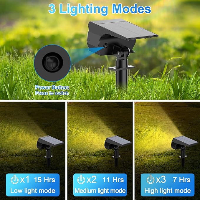Solar Spot Lights Outdoor [57 LED/10 Pack] Solar Lights Outdoor IP65 Waterproof 3 Modes Solar Powered Landscape Spotlights for Garden Yard Outside Patio Pathway Pool(Warm White)