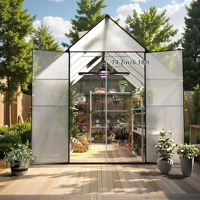 Green House for Outside Greenhouse for Outdoor Walk-in Garden Greenhouses Heavy Duty Polycarbonate Greenhouse Backyard Green Houses8x10