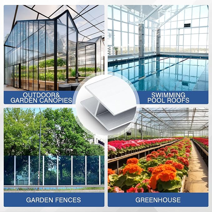 Shimeyao 14 Pcs 4 ft Aluminum H Connectors Greenhouse Panels Connectors Fits 8 mm Twin Wall Greenhouse Polycarbonate Panel Join 2 Pcs Panels Together Duty Dust Rain and Moisture Protection