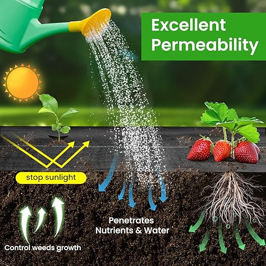Weed Barrier Fabric 6x300ft Landscape Fabric 3.2oz Heavy Duty Durable Woven Geotextile Fabric High Permeability Ground Cover Mat Driveway Fabric Garden Weed Control Cloth with 20 U-Securing Pegs