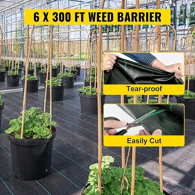 Premium Weed Barrier Fabric 2 * 3FT 300FT Heavy Duty 2.4OZ Woven Weed Control Fabric High Permeability Good for Flower Bed Geotextile Fabric for Underlayment Polyethylene