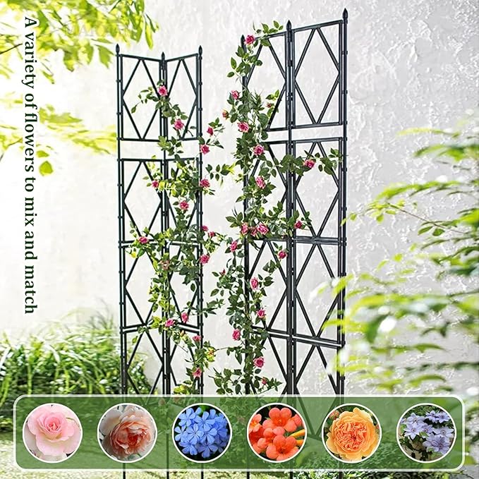 Outdoor Plant Trellis for Climbing Roses Garden Trellis Flower MARXAN Vertical Climbing Plants Support for Patio Balcony and Outdoor Decor Black(W60xH120CM(2.0x3.9FT))