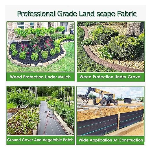 Driveway Fabric Weed Barrier Landscape Fabric Weed Control Film Barrier Membrane for Flower Bed(5x200ft)