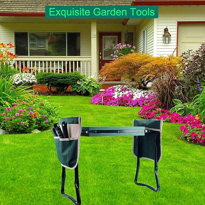 Garden Kneeler and Seat Foldable Gardening Stool Garden Bench Heavy Duty with Soft Kneeling Pad 2 Tool Pouches for Protecting Your Knees and Hands