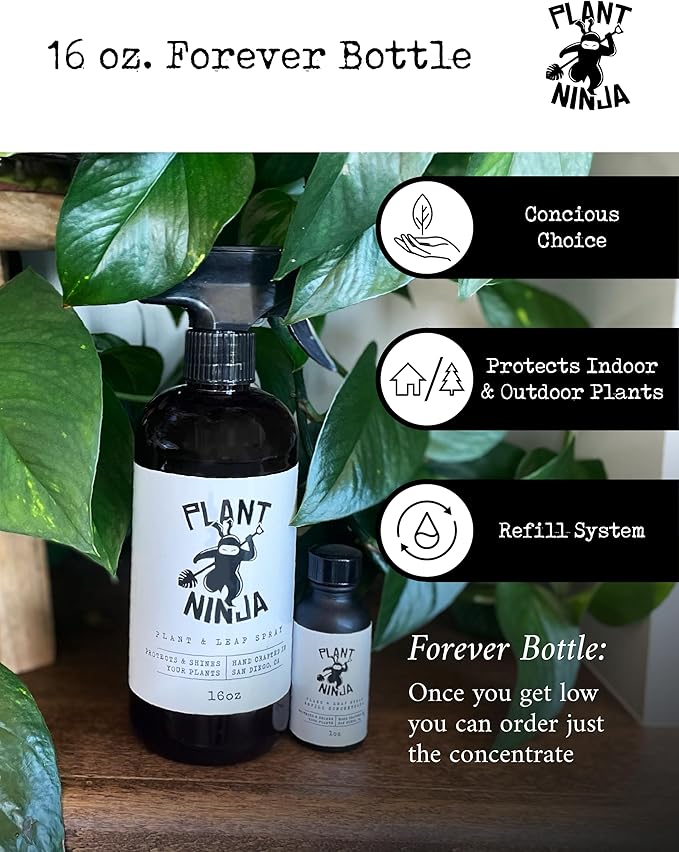 Premium Starter Bundle Includes a 8” Pot 16oz Spray Bottle 1oz Concentrate Soil Blend &amp Funnel Plant and Leaf Shine Spray for Indoor Plants House Plants w/Potting Soil - Large