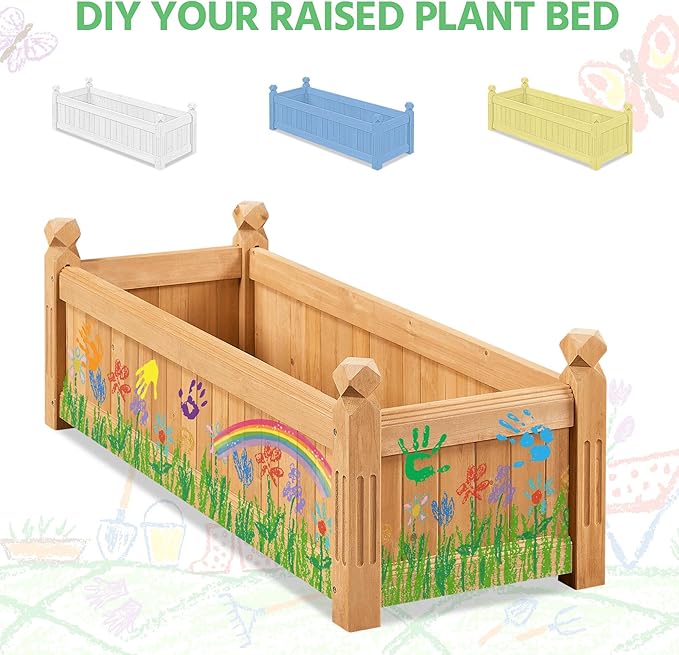 Topeakmart 43.5″ L × 16″ W × 14″ H Raised Garden Bed Backyard Flower Planter Box Vegetables Growing Bed Outdoor Large Raised Planter Box for Vegetable/Flower/Herbs2pcs