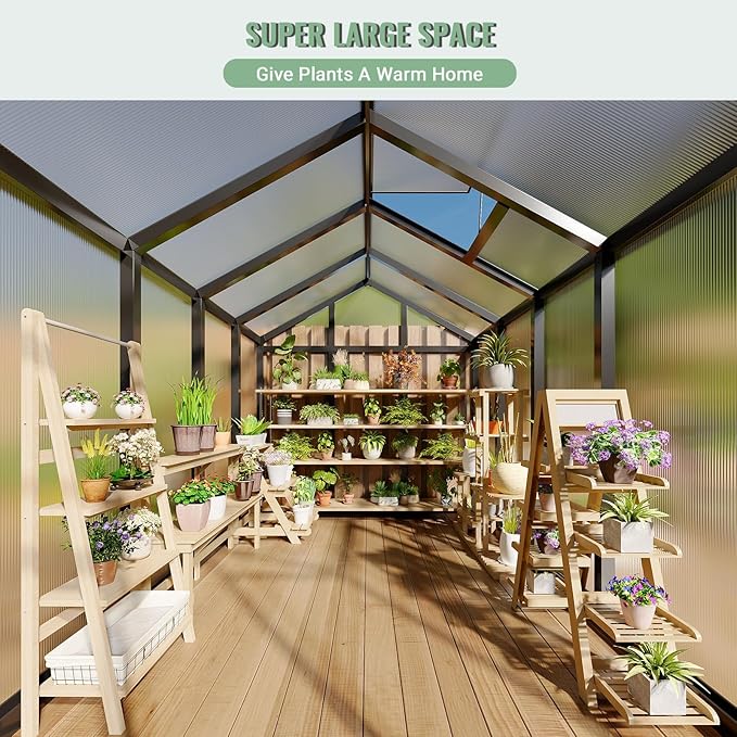 6x8 ft Outdoor Polycarbonate Greenhouse Durable Aluminum Frame with Lockable Door Adjustable Roof Vent Ideal for Backyard Patio or Garden All-Weather Green Houses for Outside Plant Growing