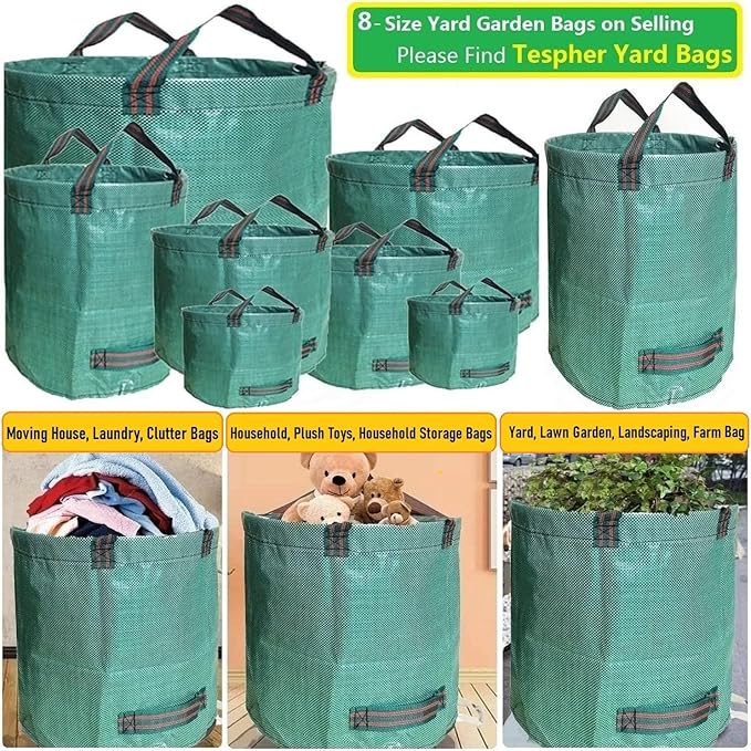 Professional 2-Pack 137 Gallon Lawn Garden Bags Large (D34H34 inch) Yard Waste Bags with Gardening Gloves Big Leaf BagYard DebrisWaste ContainerLawn Trash BinGrass ClippingsWeeds Bags 4 Handles