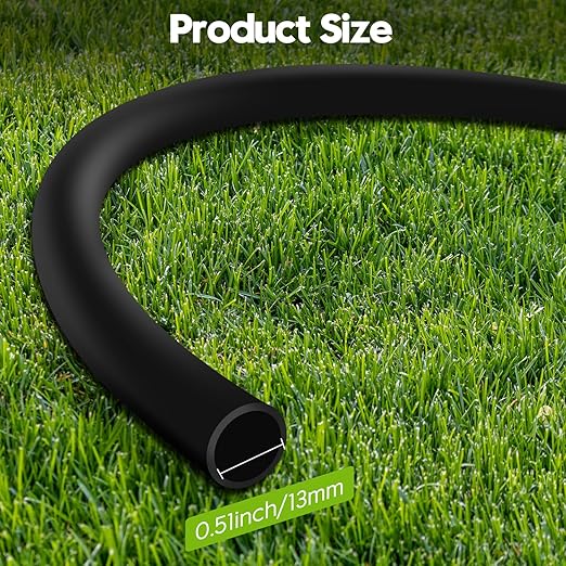 50 Ft 1/2'' Hose Drip Irrigation Tubing Kit Automatic Garden Watering Plants with 4 Quick Way Connectors and 1 Barbed