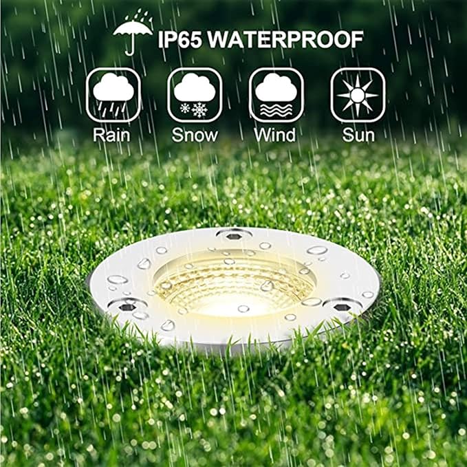 4PCS Recessed Outdoor Spotlights - Outdoor Buried Lights Low Voltage Landscape Light 3W Round Underground Light/COB In Ground LED Light/IP67 Waterproof Mini Landscape Lighting for Terrace