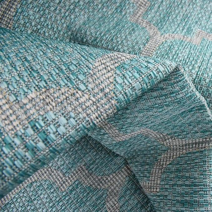 Unique Loom Trellis Collection Area Rug-Lattice Design Moroccan Inspired for Indoor/Outdoor Décor 2 ft x 8 ft Runner Aquamarine/Gray