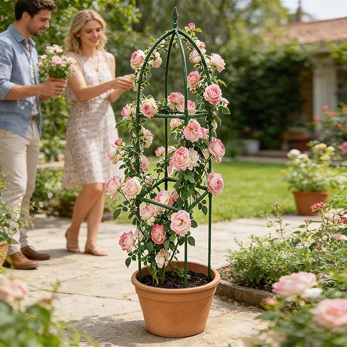 Garden TrellisAdjustable Height Metal Obelisk Frame | Climbing Trellisfor Balcony House Outside Wedding Vegetable Flower Fruit