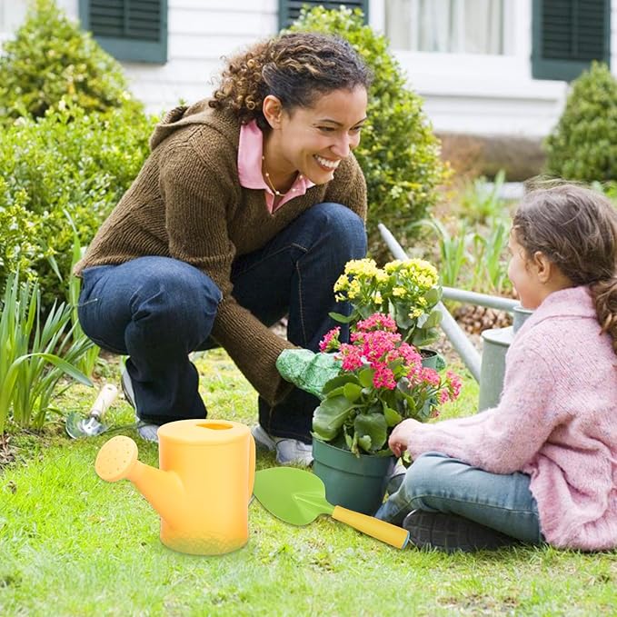 DOITOOL Mini Garden Tool Set Mini Shovels and Rake Outdoor Planting Supplies Watering Can and Solid Color Apron Small Hand Tools for Gardening Activities