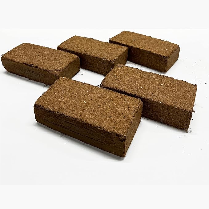 Best Coco Peat - Premium Coconut Coir Pith 5 Brick Pack 650gm/1.4 Lbs | 100% Organic | Expands Approx 2.3 Gallon | Lowest EC and Ph Balance