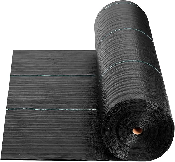 VEVOR Weed Barrier Fabric Heavy Duty 6x250FT 5oz Landscape Fabric Woven Weed Blocker Fabrics Garden Fabrics Weeds Barrier Weeds Control Ground Cover Geotextile Webbing Gardening Mat Black