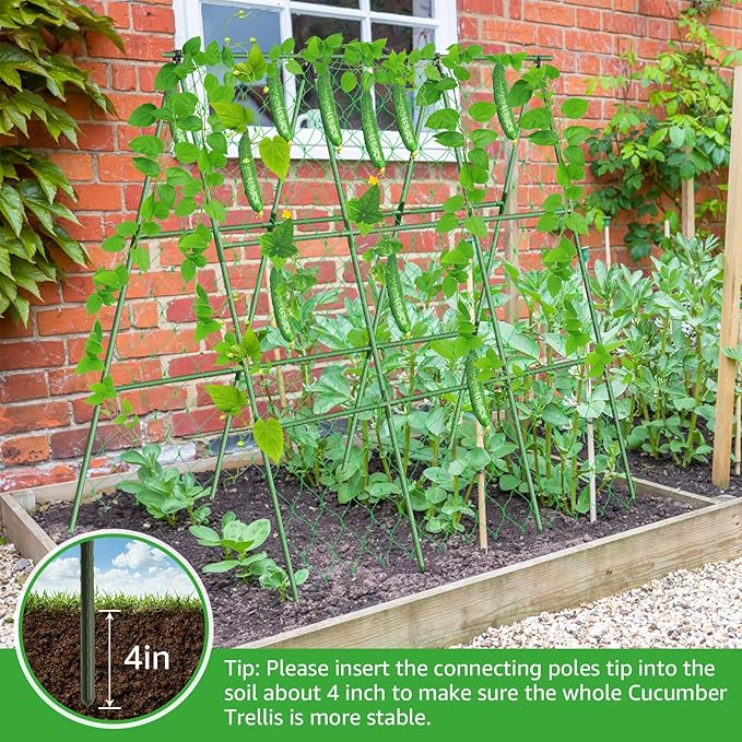 Cucumber Trellis for Raised Bed 47x52 inch A-Frame Metal Garden Trellis for Climbing Plants Outdoor Garden Trellis for Vegetables Cucumber Trellis for Fruit Vegetable Flower