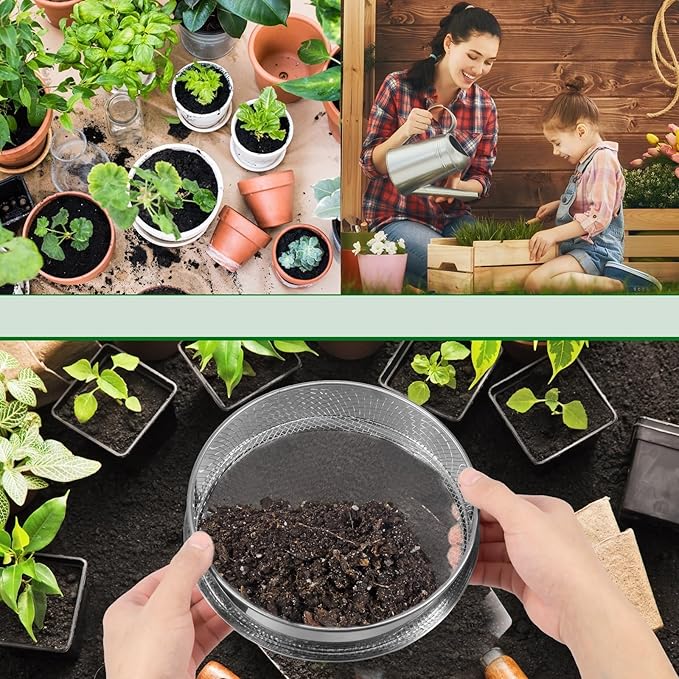 Stainless Steel Soil Sieve 3 Pcs Soil Sieve Stainless Steel Garden Stackable Sifter Set Reusable Compost Stone Mesh