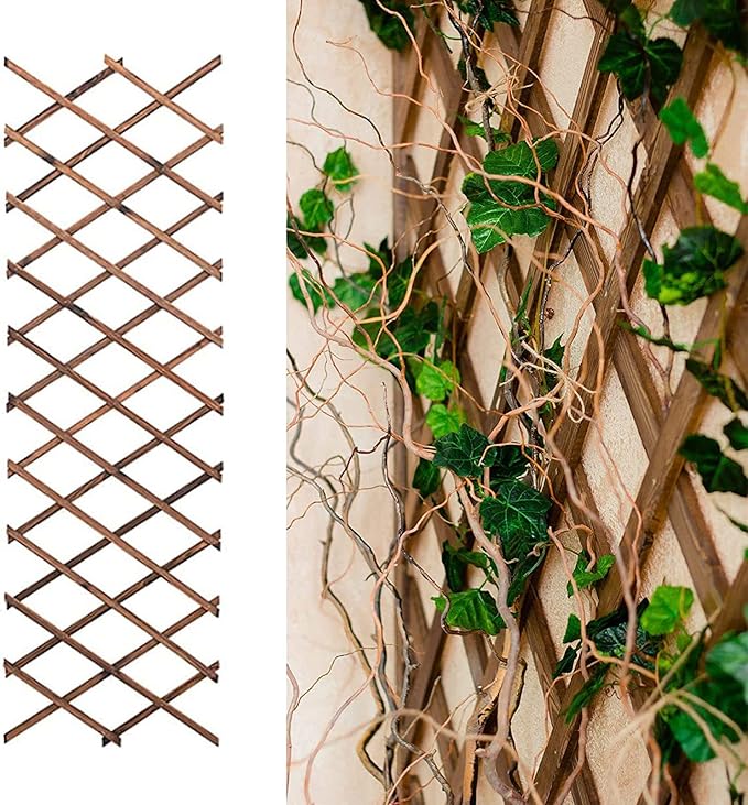 Expandable Garden Trellis Wooden Lattice Wall Fence Trellis Fence Pane for Climbing Plants Outdoor Garden Decor