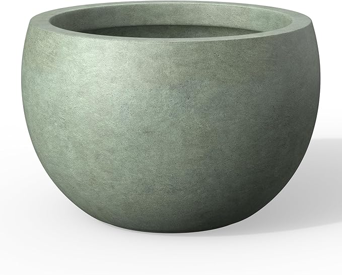 Kante 15.7 Dia Round Concrete Planter Outdoor/Indoor Large Bowl Plant Pots with Drainage Hole and Rubber Plug for Garden Patio Balcony Home Mint Green