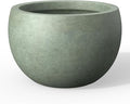 Kante 15.7 Dia Round Concrete Planter Outdoor/Indoor Large Bowl Plant Pots with Drainage Hole and Rubber Plug for Garden Patio Balcony Home Mint Green