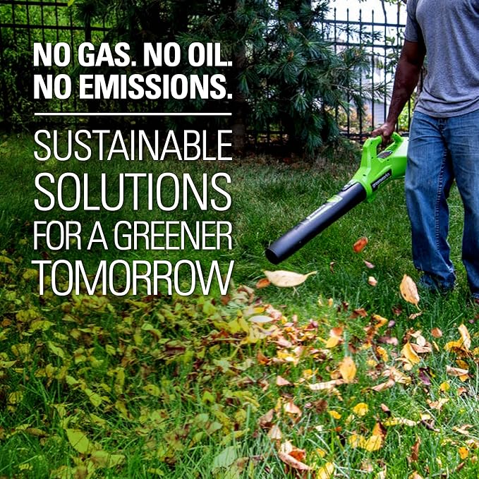 Greenworks 24V (90 MPH / 320 CFM / 200+ Compatible Tools) Cordless Axial Leaf Blower Battery and Charger Not Included