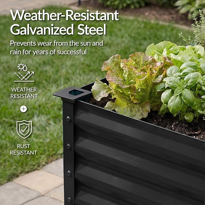 Best Choice Products 48x24x30in Galvanized Raised Garden Bed Metal Elevated Planter Box Vegetable Garden for Backyard Patio Balcony - Black