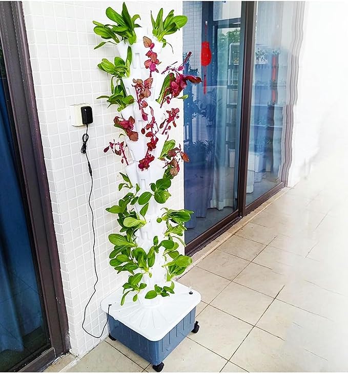 Hydroponics Growing SystemHydroponics Growing Tower Planter for Fruits Vegetables 5 Plants Per Layer 8/10/12 Layer (Color:A1Size:8 Layer)